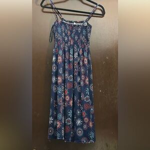 ELSA Navy and Red Fireworks Midi Dress